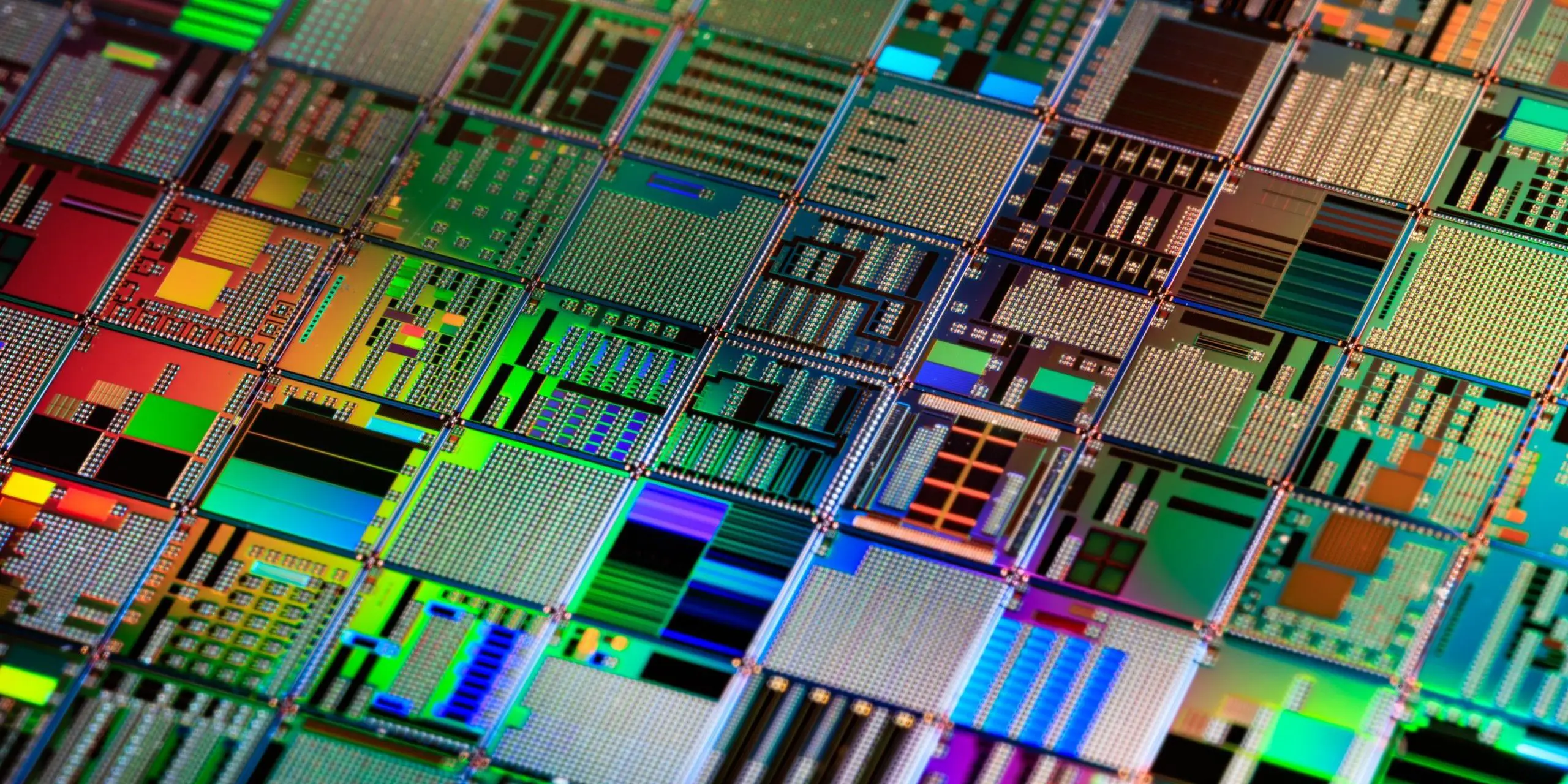 Close up of the surface of a silicon wafer
