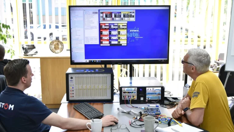 Alstom technicians being trained to use the Programmable Power Supply module in the BoardMaster