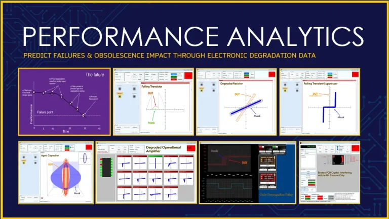 Degradation performance data and graphs of different electronic components over time